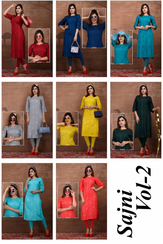Sajni 2 Ethnic Regular Wear Rayon Slub Latest Designer Kurti Collection
